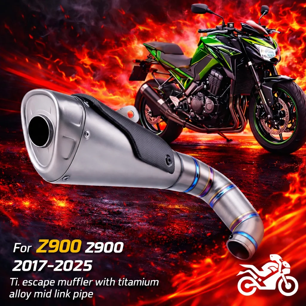 

For Z900 z900 2017-2025 Z900 Motorcycle exhaust system modification Ti. escape muffler with titanium alloy mid link pipe