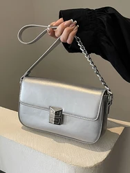 Personalized Silver Buckle Underarm Square Bag For Women Summer Autumn New Fashion Chain Bag Light Luxury Shoulder Crossbody Bag