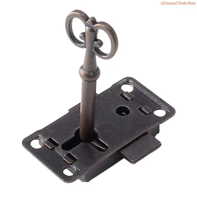 Vintage Iron Furniture Locks Decorative Locks with for Key for Drawers Wardrobe Cabinet Jewelry Box Locks Replacement W91B