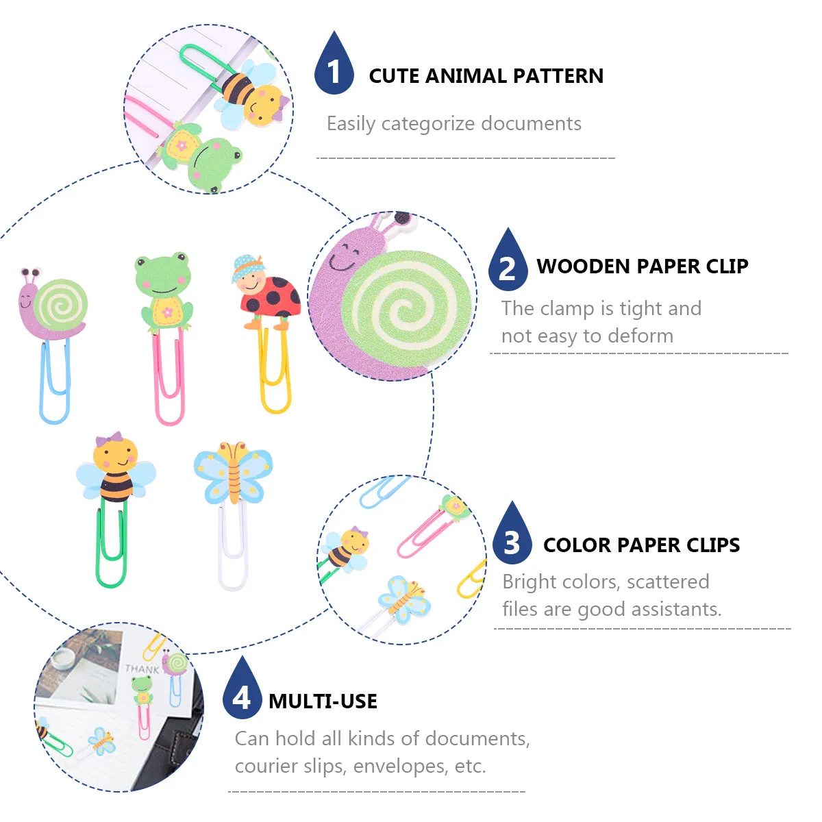 

50 шт. Деревянные и пластиковые зажимы для бумаги в форме животных для школы, дома и офиса