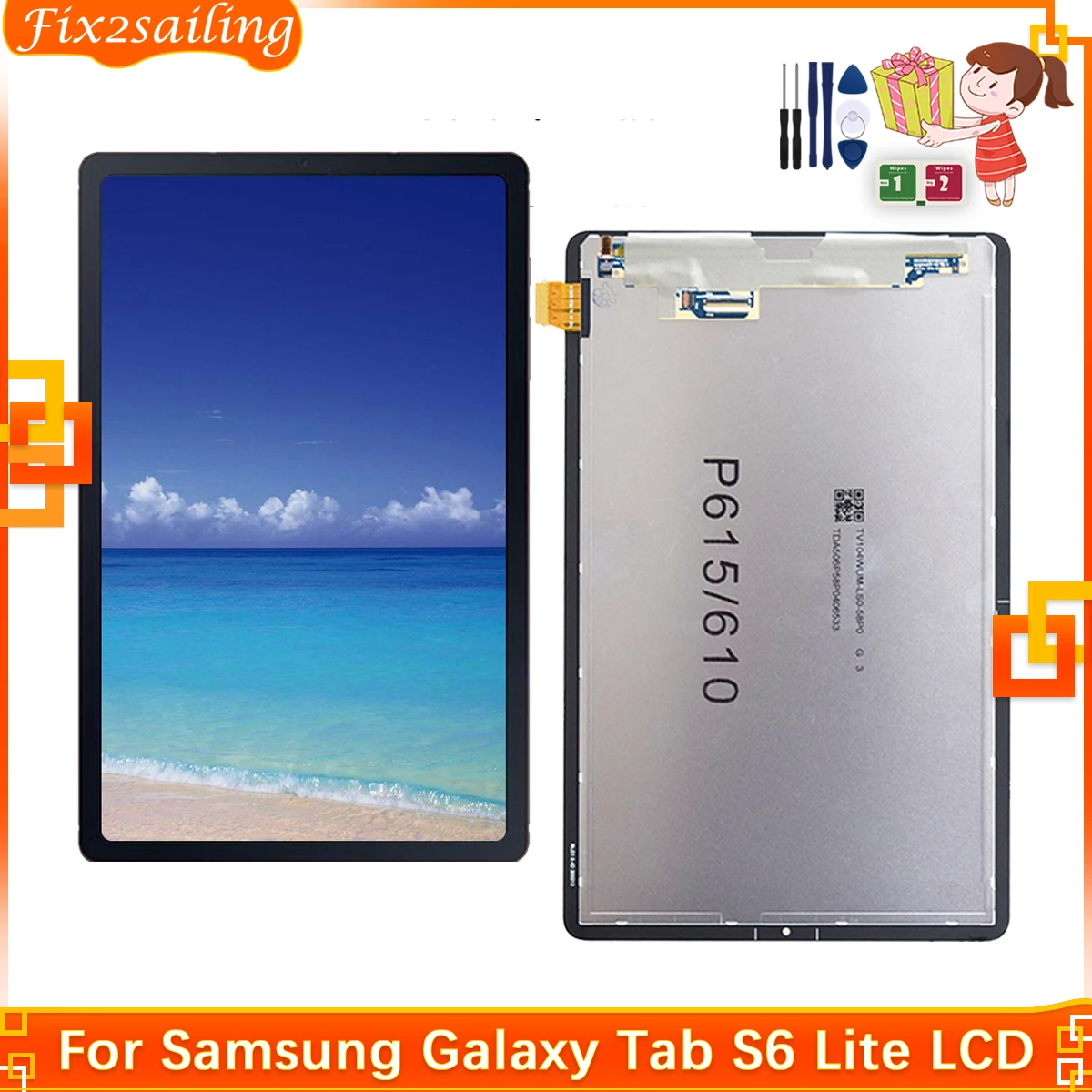 LCD 10.4'' For Samsung Galaxy Tab S6 Lite P610 P615 SM-P610 SM-P615 LCD Touch Screen Panel Digitize Assembly Tested
