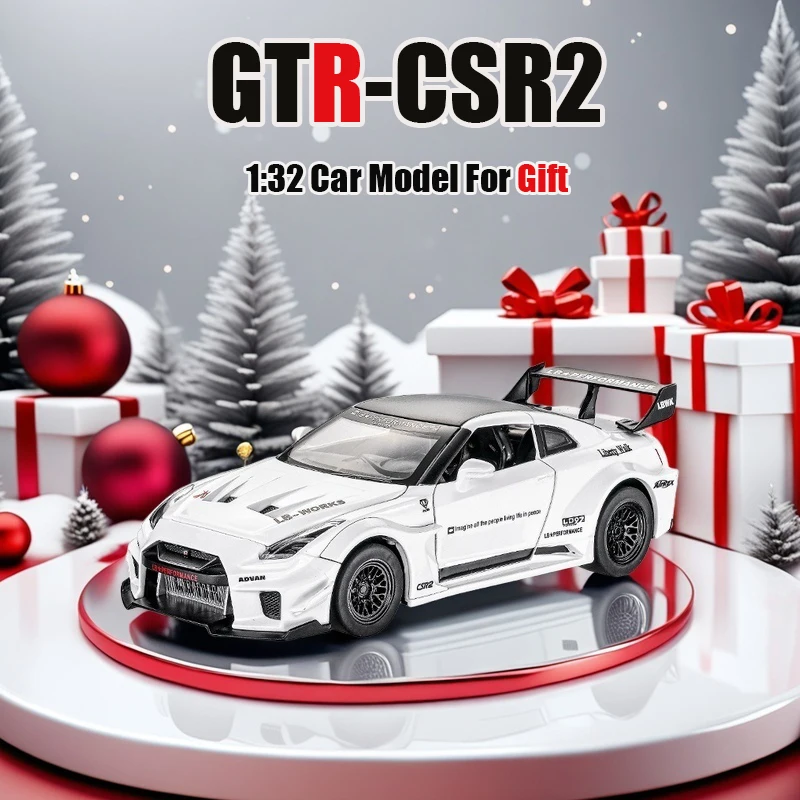 1:32 Simulatie GTR CSR2 Miniatuur Auto Model Metalen Diecasts & Toy Vehicles Legering Decoratie Onderwijs Speelgoed Kinderen Jongen Speelgoed Gift