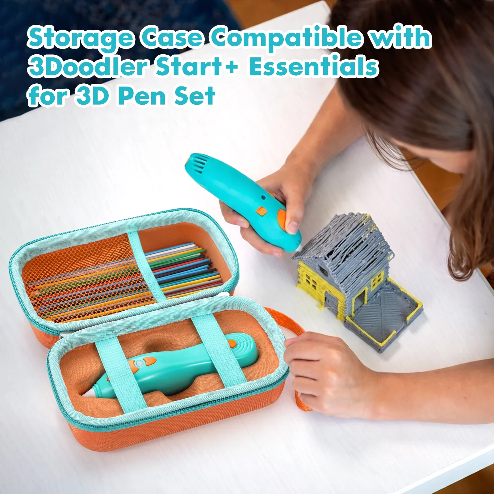 Hard Shell Storage Case for 3Doodler Start+ Essentials (2022) 3D Pen Set Organizer Holder for Kids
