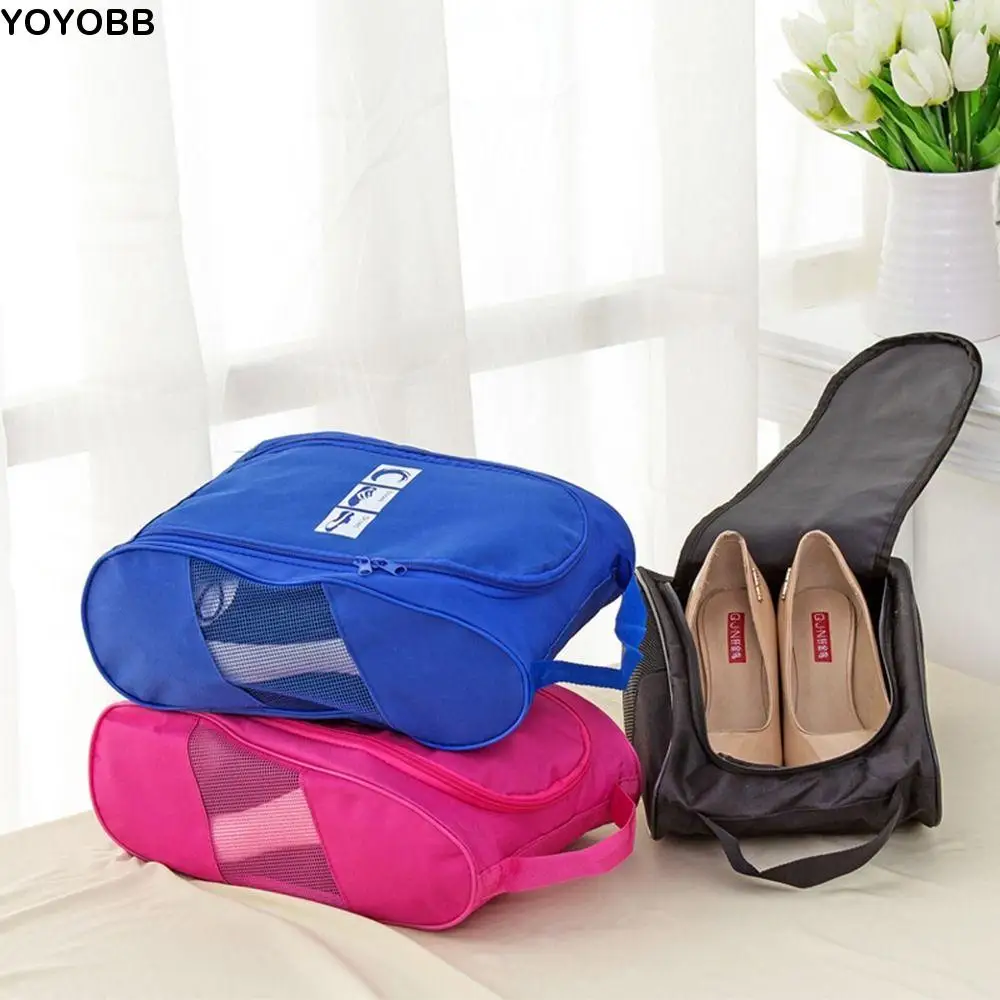 

Oxford Cloth Sneakers Boot Storage Bag Dual Zipper Foldable Sports Shoes Organizer with Handle Waterproof Golf Shoe Bag