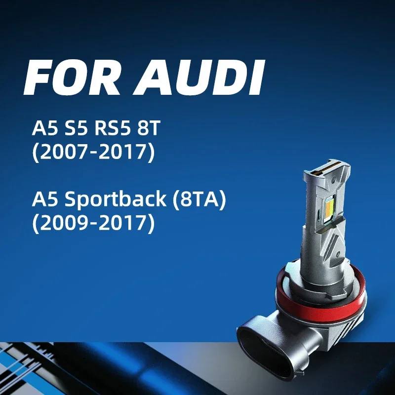 2pcs Car LED Front Fog Lights Bulbs Dual Colors Switchback White Yellow For AUDI A5 S5 RS5 8T 2010 2012 2013 2014 2016 2017 12v