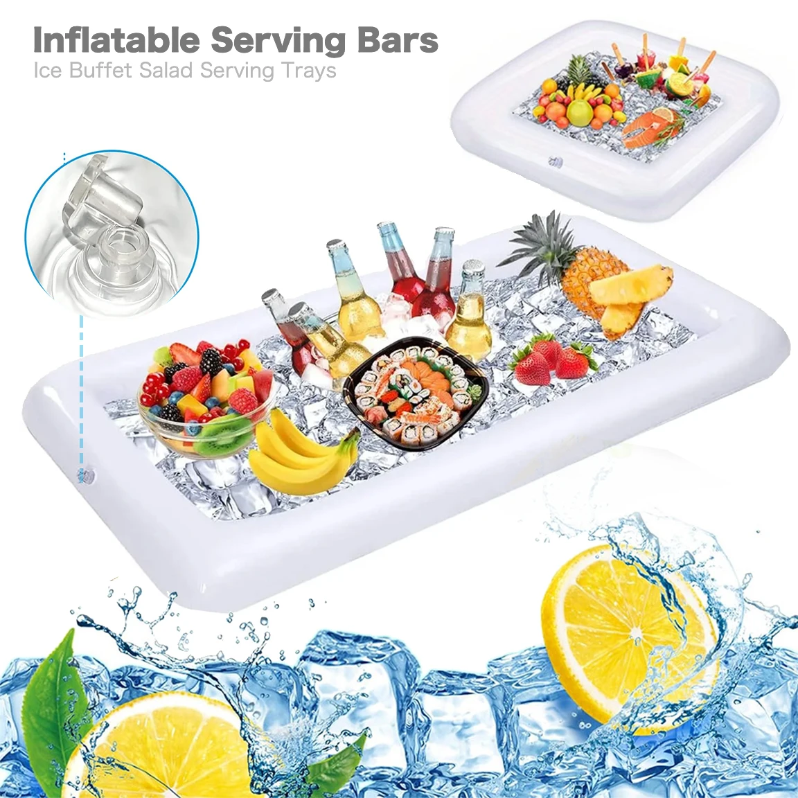 ลอยตารางน้ํา ICE Bar ฤดูร้อน PARTY Inflatable เสิร์ฟบาร์สลัดเสิร์ฟถาด Cooler BAG สระว่ายน้ํา FLOAT ถังน้ําแข็ง