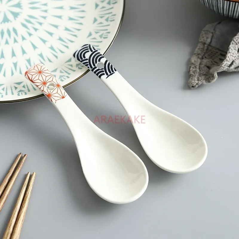 4PCS Ceramic soup spoon Eat soup Congee spoon Creative spoon Ceramic spoon