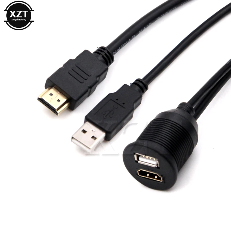 Flush Mount HD USB2.0 Male to Female USB A-type High Definition Interface AUX Cable Car Motorcycle Installation Dashboard Dash image 5