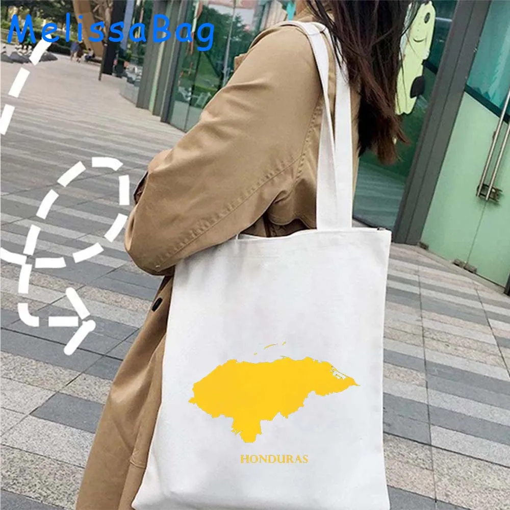 San Pedro Sula Arms of Honduras Country Map Flag Hondurian Girl Gift Women's Love Heart Shopper Canvas Tote Bag Shopping Handbag