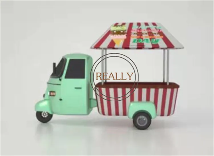 

3m Customized Mobile Food Cart Mobile Hot Dog Carts Coffee Food Cart Tricycle With Working Bench Install Ice Cream Machine