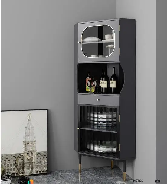 Light luxury corner dining side cabinet wine cabinet integrated wall triangle cabinet simple modern storage high cabinet restaur