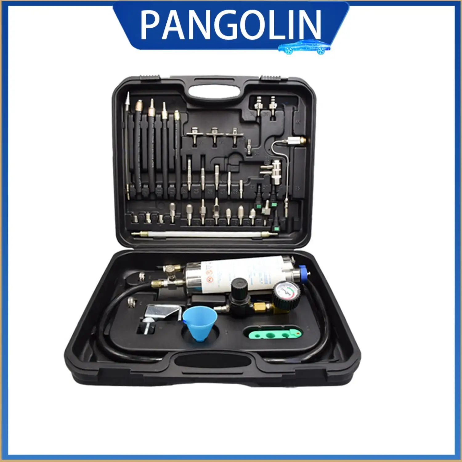 

Комплект для очистки топливной системы PANGOLIN для профессионального обслуживания автомобилей с несколькими адаптерами и прочной конструкцией