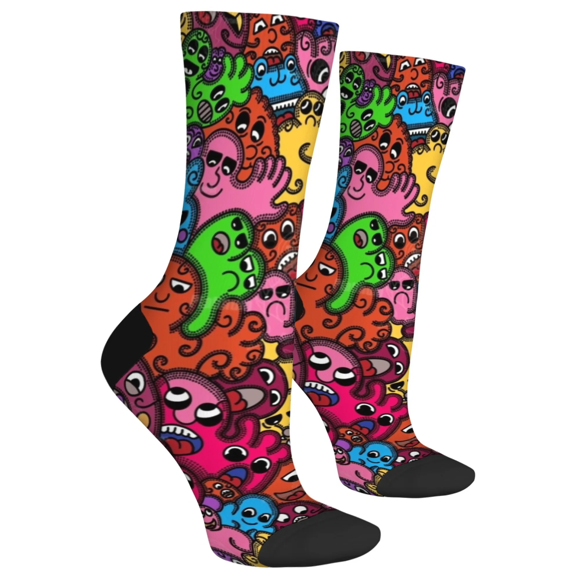 Happy Monster Retro Comic Socks Casual Fashion Men's Socks Harajuku Style Crazy Street Hip-Hop Funny Socks Novelty Party Gifts