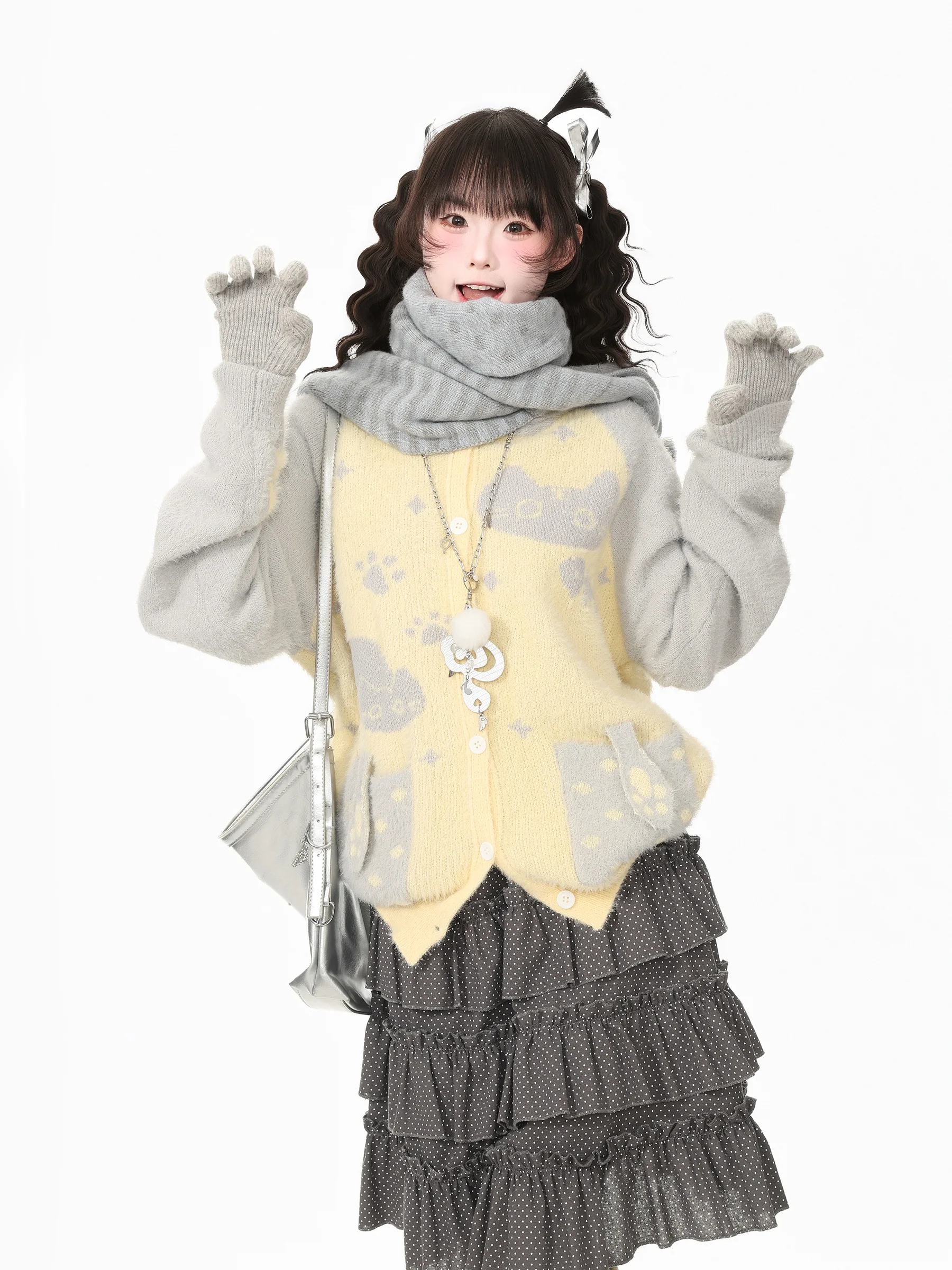 Languid Park Blue Ghost  Ear Hoodie Women's Sweater Casual Style Long Sleeve Soft Comfortable Nylon Fiber Autumn Top