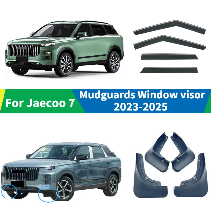 

For Jaecoo 7 2023-2025 Mudguards Tire Fenders Body kit Window Visor Rain Shield with Bright Stripe Waterproof Accessories Tuning