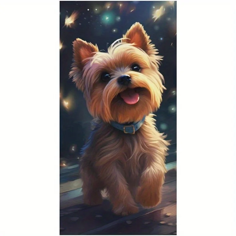 美的な犬の水彩画ビーチタオル、バスルームの装飾、かわいい子犬のビーチマット、夏のトロピカルな家の装飾、ギフト、アートプリント