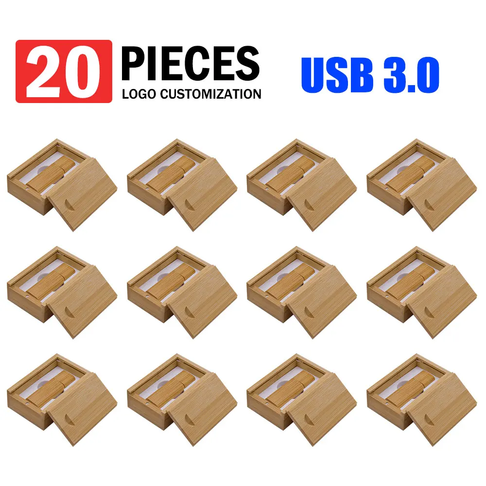 20 قطعة مجموعة USB3.0 محرك فلاش 128 جيجابايت ذاكرة عصا 64 جيجابايت خشب الجوز عالية السرعة محرك القلم 32 جيجابايت هدية إبداعية U القرص شعار مخصص مجاني