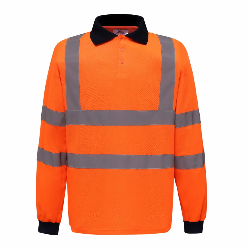 High Visibility Shirts Reflective Safety Polo T-Shirt Long Sleeve Hi Vis Shirt Quick Dry Construction Work Clothing