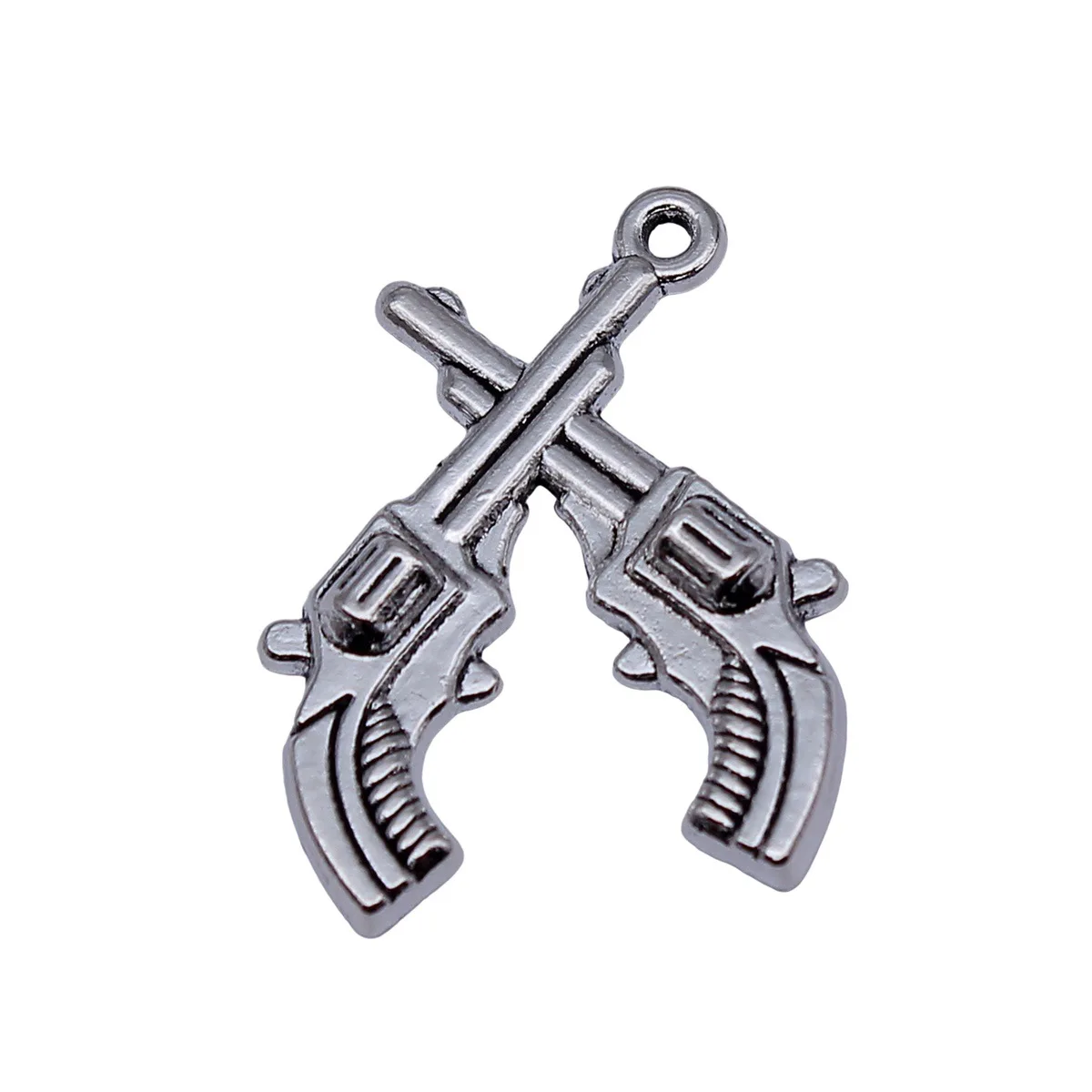 Antique Silver Color Bronze Double Gun Pistol Charms Jewelry Making Accessories Zinc Alloy
