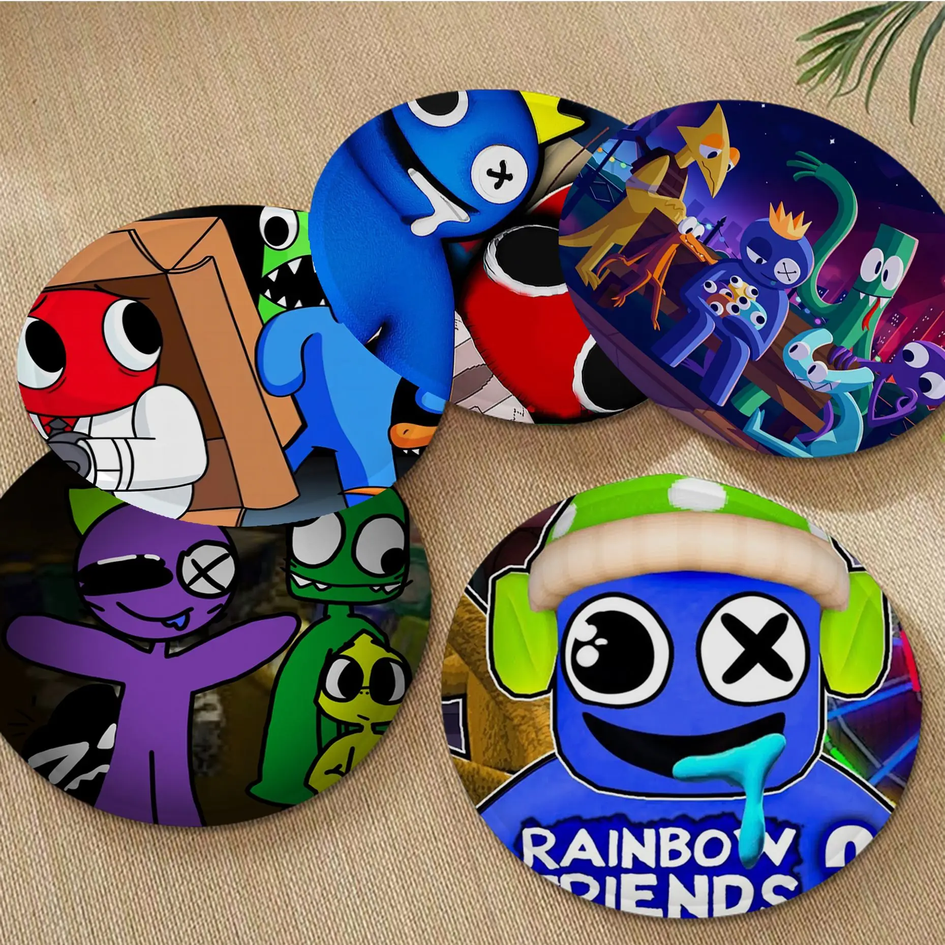 

R-Rainbow Cartoon Friends Cushion Mat Round Seat Cushion Office Dining Stool Pad Sponge Sofa Mat Non-Slip Chair Cushions