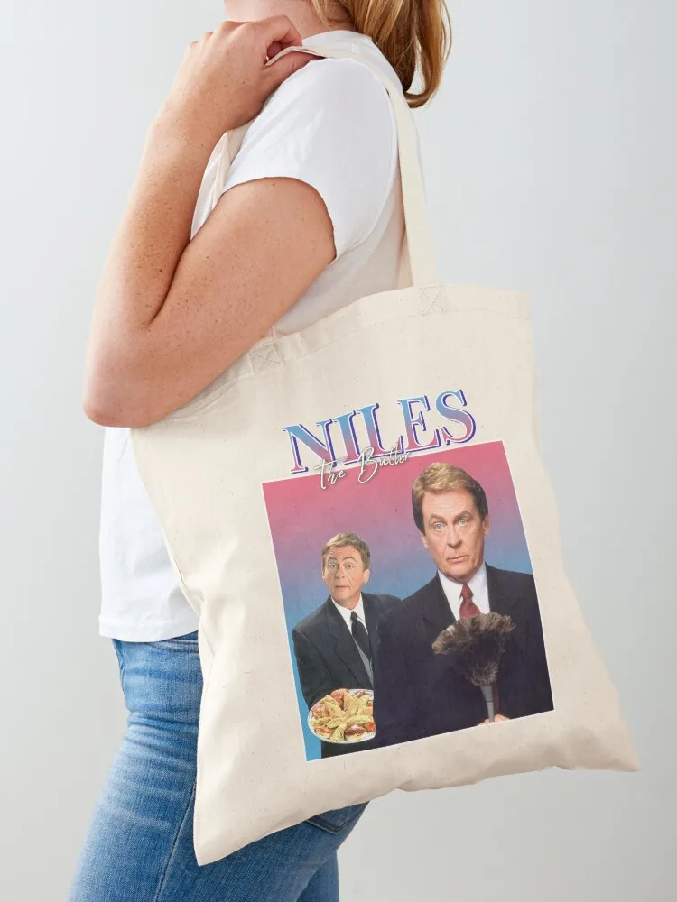 

Niles The Butler Vintage/Retro Design Tote Bag reusable shopping bag bag for beach Beach large tote
