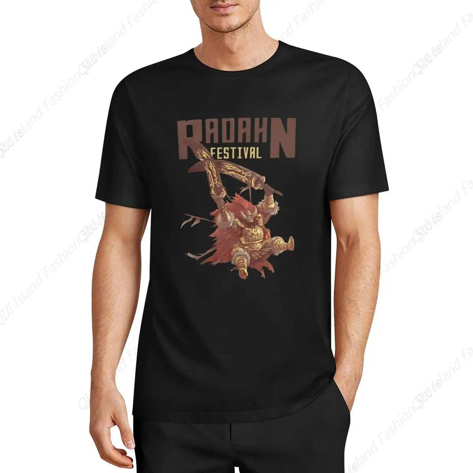 Festival-Radahn-t-shirt-for-men-Elden-Ring-gift-VintaCotton-Crew-Neck-Short Black