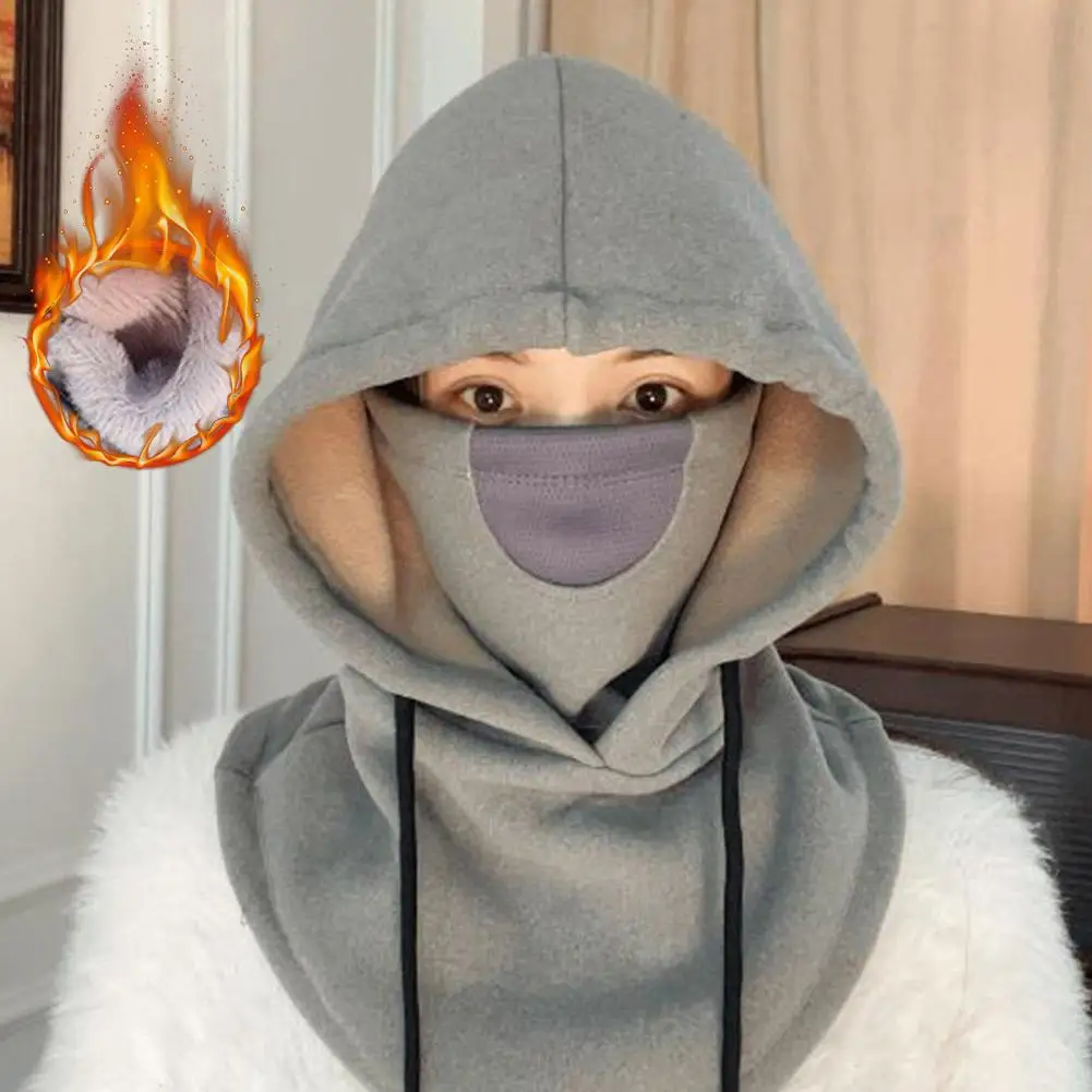 Hooded Fleece Beanie Hat with Face Cover Multifunctional Ski Balaclava for Men and Women Ideal for Cycling Camping and Skiing image 3
