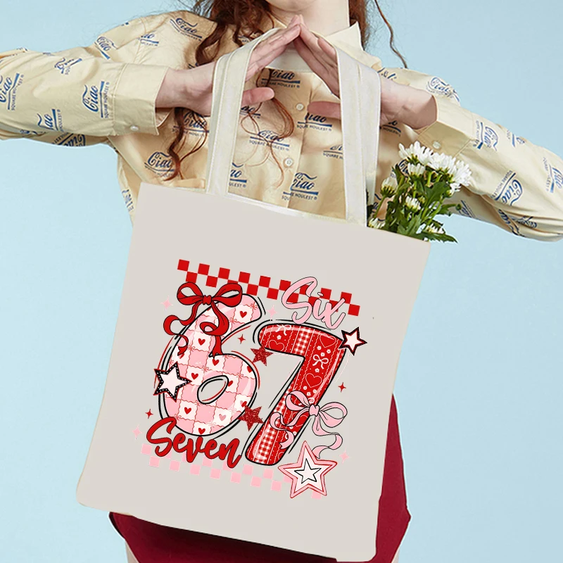 

Сумки-тоут на День святого Валентина, трендовые сумки на плечо Six Seven для девочек, модные винтажные милые кокетливые сумки с бантом 67, трендовые женские сумки