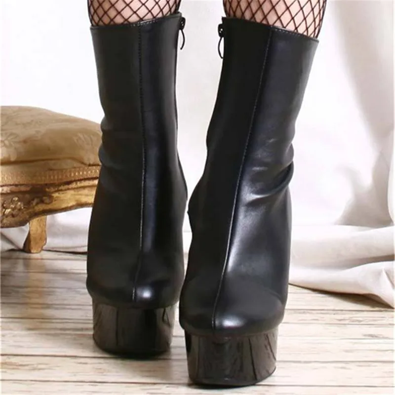 Classic black 15cm platform shoes, pole dancing/model shoes, 6 inch ankle boots, sexy ankle boots