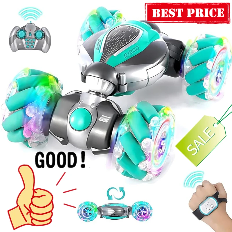 

New 1:18 4WD RC Stunt Car Radio Gesture Induction Music Light Stunt Remote Control Car off-Road Control Boys Toys for Children