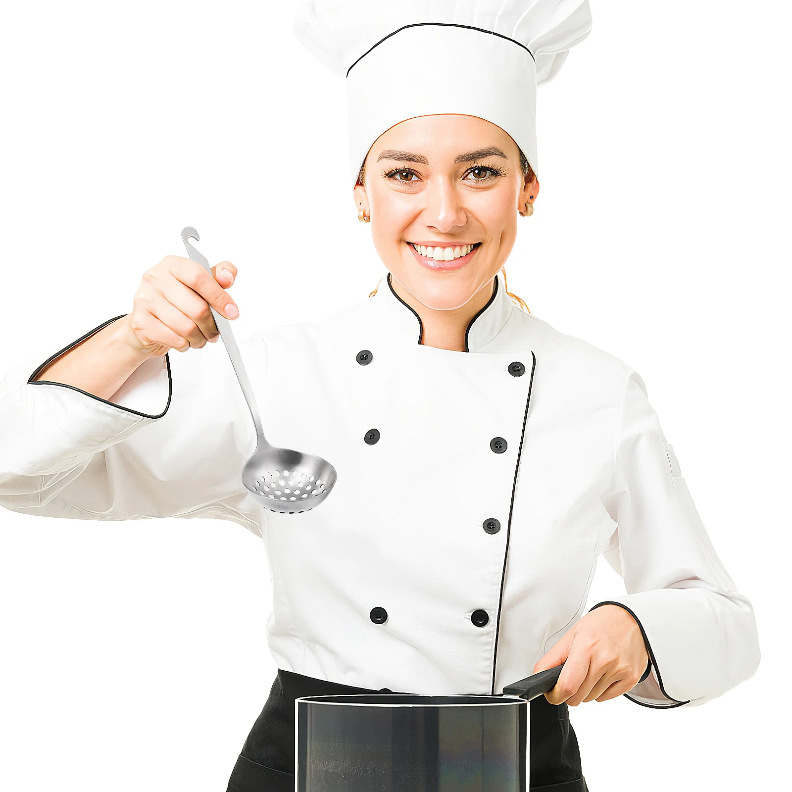 

1pc Stainless Steel Colander Hot Pot Slotted Spoon Heat Resistant Handle Oil Filtering Soup Spoon Household Cooking Scoop Home