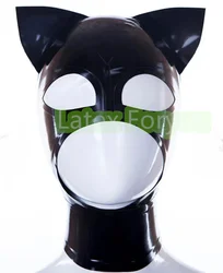 Maschera per gatti in lattice naturale fatta a mano Fetish Natrual rual Rubber Party Hood Cosplay Catman per Club personalizza le dimensioni