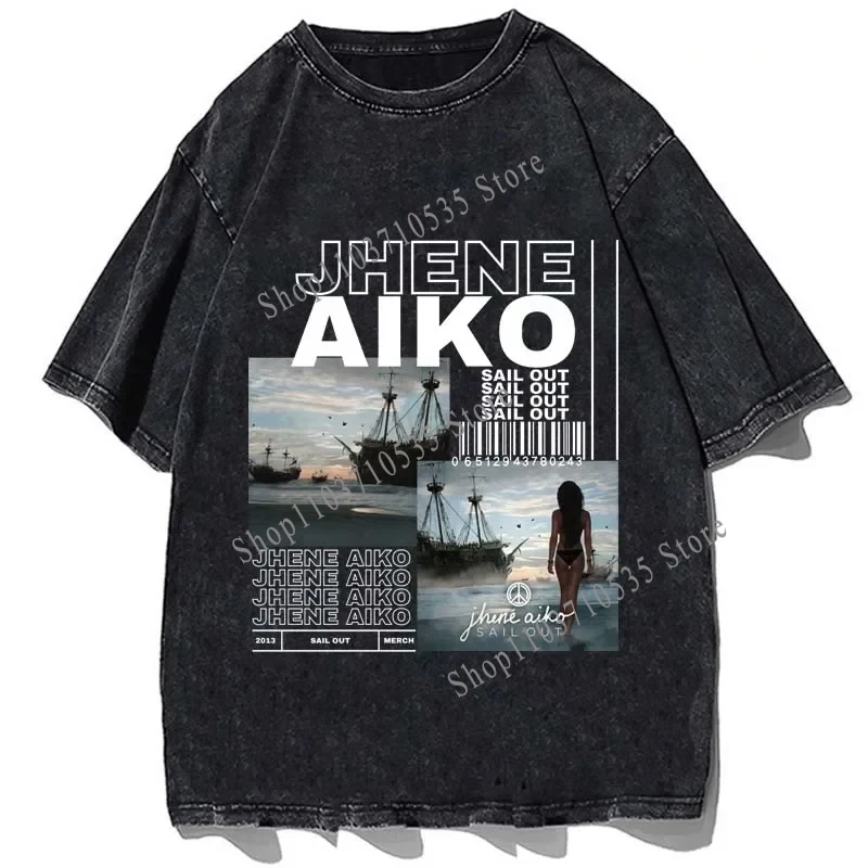 Jhenes Music Aikos Printed T-Shirt Summer Short Sleeve Crew Neck Tshirt Classic Casual Fashion Cotton Oversize T Shirts Tops