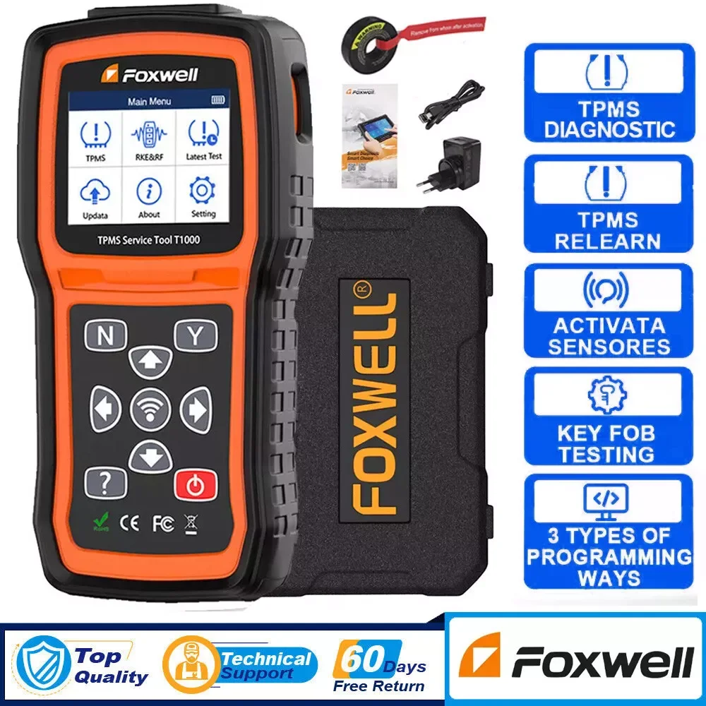 Foxwell T1000 TPMS Relearn Activation Tire Pressure Sensor Programming Reset Diagnostic Tool Tire Pressure Monitoring System