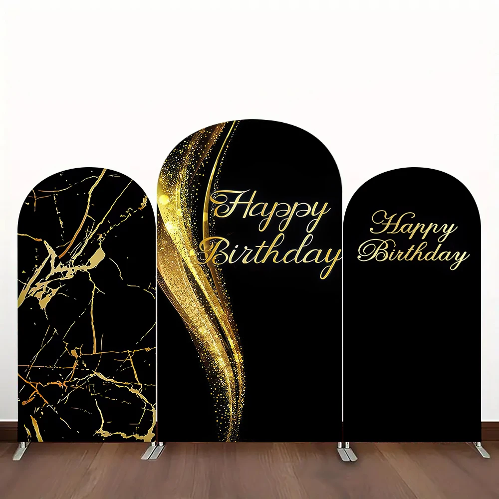 

Golden Patterned Backdrop with Black Background - Ideal for Birthday, Wedding, Party and Celebration Decor/Background