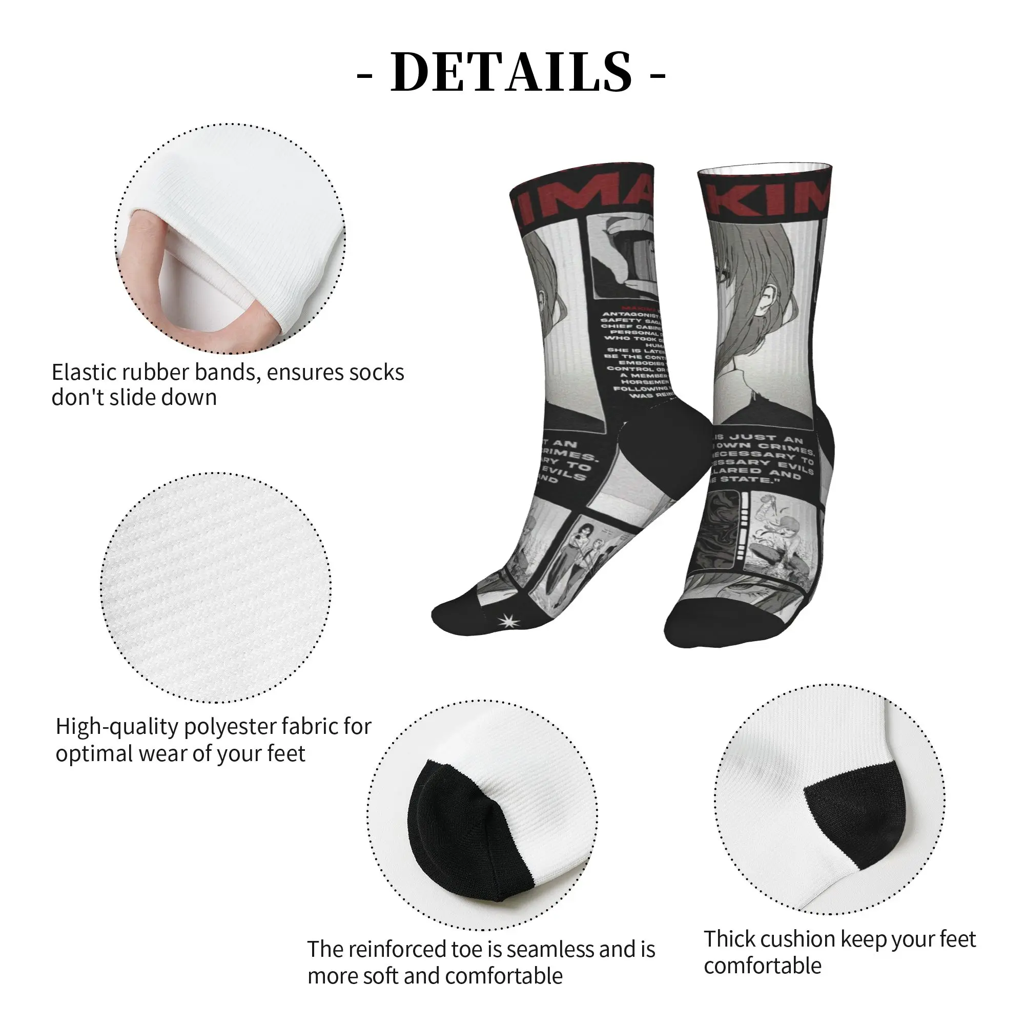 MAKIMA Chainsaw Man Japanese Manga Stockings Adults Men  Socks Soft Fashion Socks Winter Climbing Non Slip Graphic Socks Gift