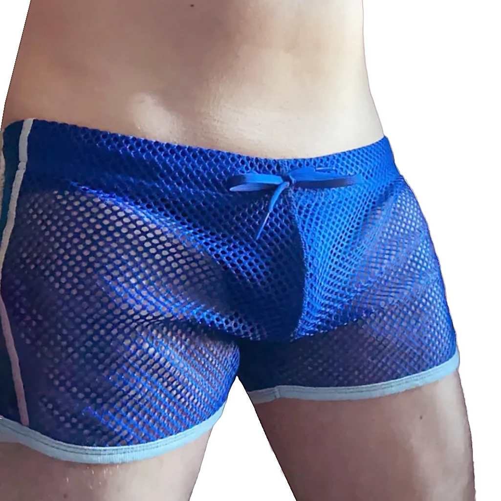 

Men's Hollowed Out Mesh Home Shorts Fishing Net Boxershorts See Through Almost Naked Cueca Boxer Masculino Lingeries Sexy Hot
