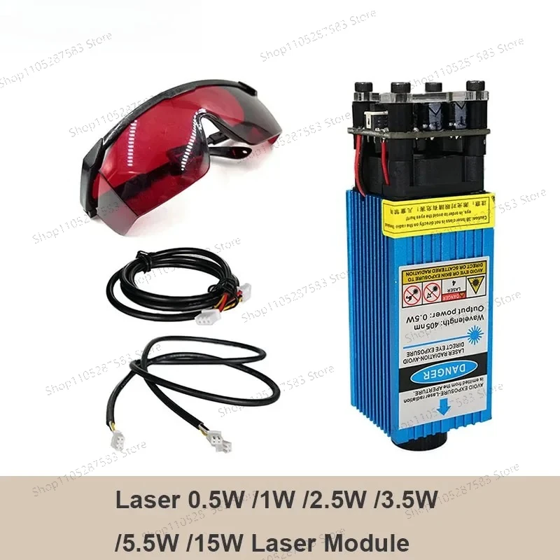 laser module 2.5W/3.5W.5.5W 450nm 33mm Adjust Focus Blue Laser Engraving And Cutting TTL/PWM Control Laser Tube Diode+Glasses