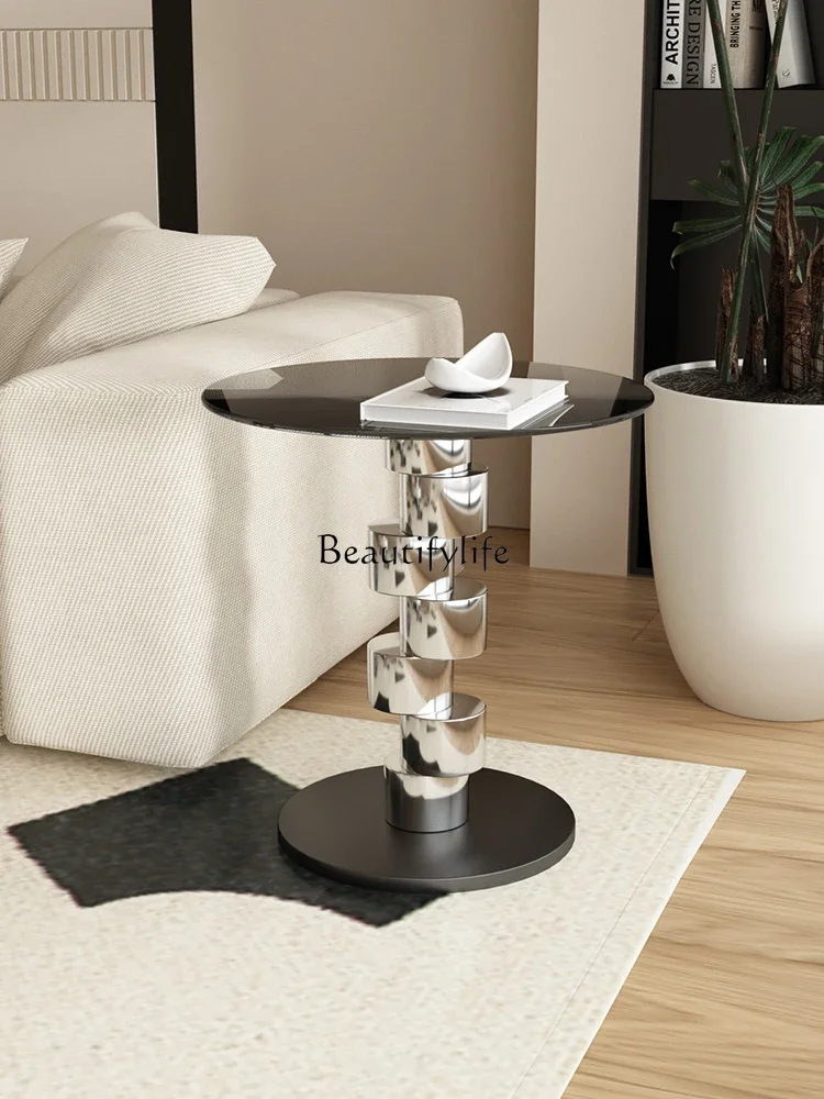 حافة أريكة زجاجية بسيطة من LXMedival، حافة من الفولاذ المقاوم للصدأ لغرفة المعيشة، فاخرة خفيفة وإحساس راقي #1