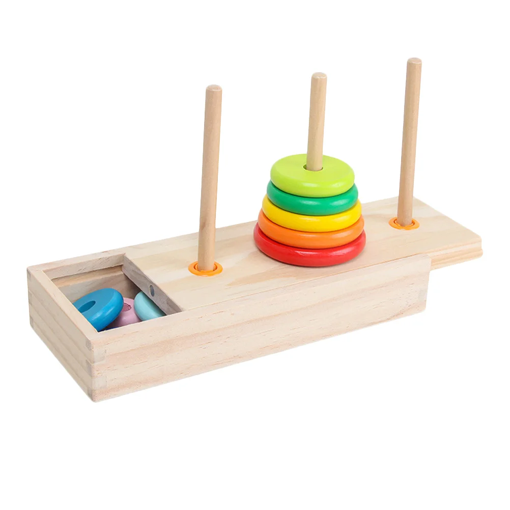 

Tower of Hanoi Wooden Stacker Toys for Toddlers Baby Stacking Ring Blocks Rainbow Nesting Puzzle Sensory