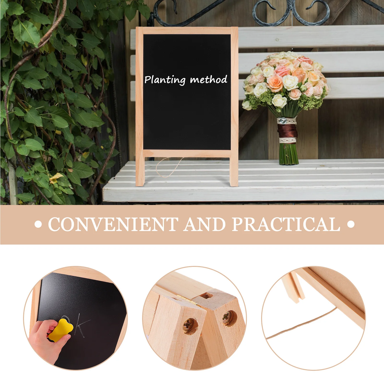 لوحة رسائل خشبية على الوجهين السبورة علامات معلقة لحفلات الزفاف حديقة ديكور علامات السبورة الصغيرة مع الجوت #2