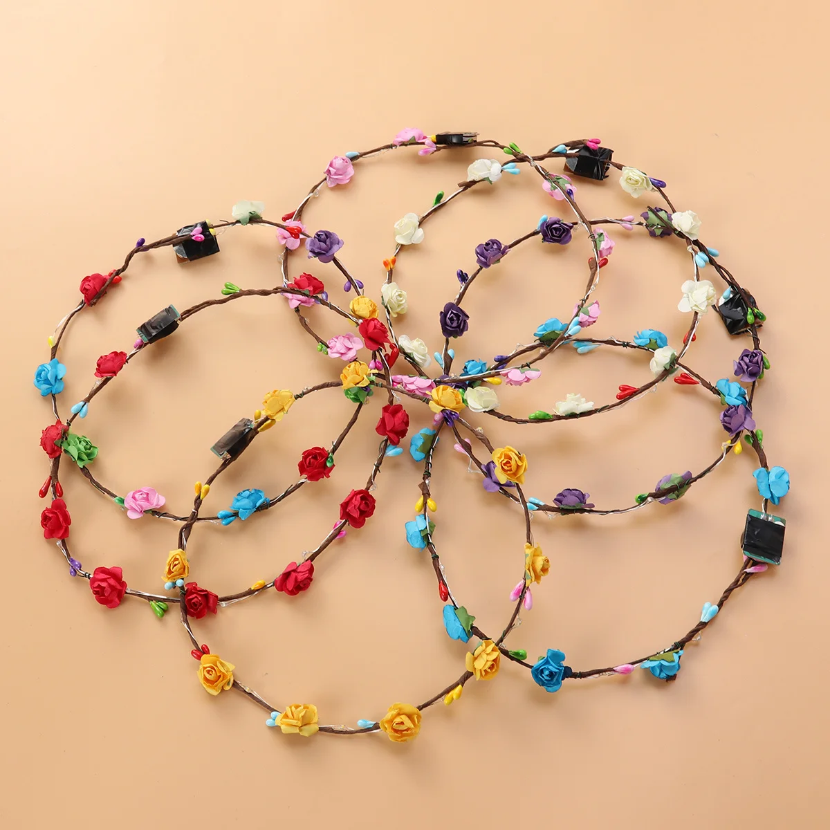 

Flower Wreath Headband with 10 LED Lights Blue Mode Light Up Party Crown for Bridal Bridesmaid Festival