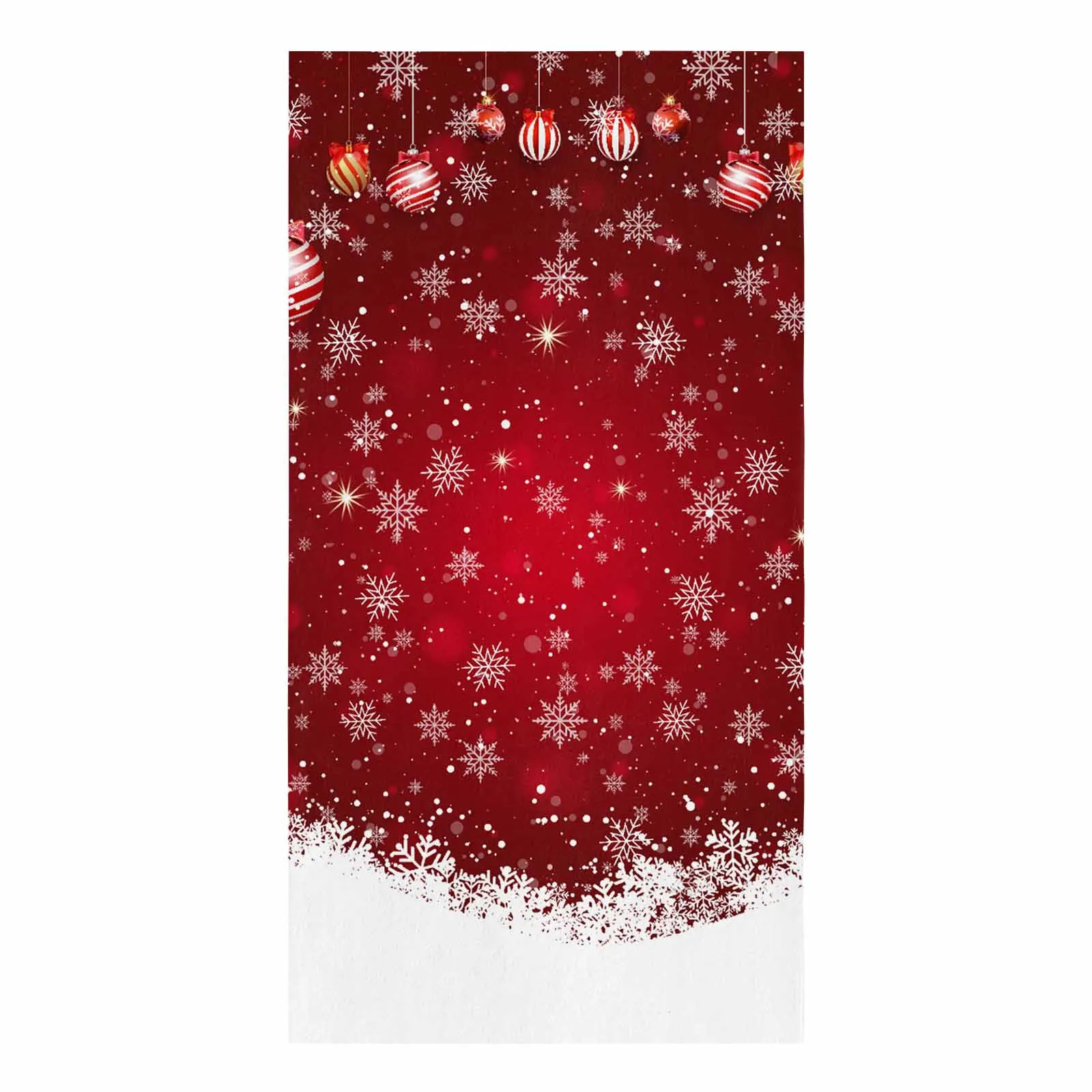 Christmas Winter Snowflake Lantern Ball Printed Tea Hand Towel Kitchen Dishcloth Water Absorption Household Cleaning Cloth