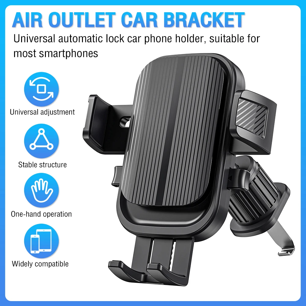 Car Phone Holder Car Air Vent Clip Mount Smartphone GPS Support Auto Lock Mobile Phone Stand 360° Rotation Cellphone Bracket