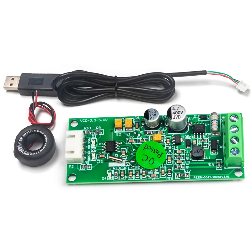 PZEM-004T 3.0 versione misuratore di energia di potenza monofase TTL Modbus AC 220V 100A corrente di tensione Watt Kwh amperometro con cavo USB CT