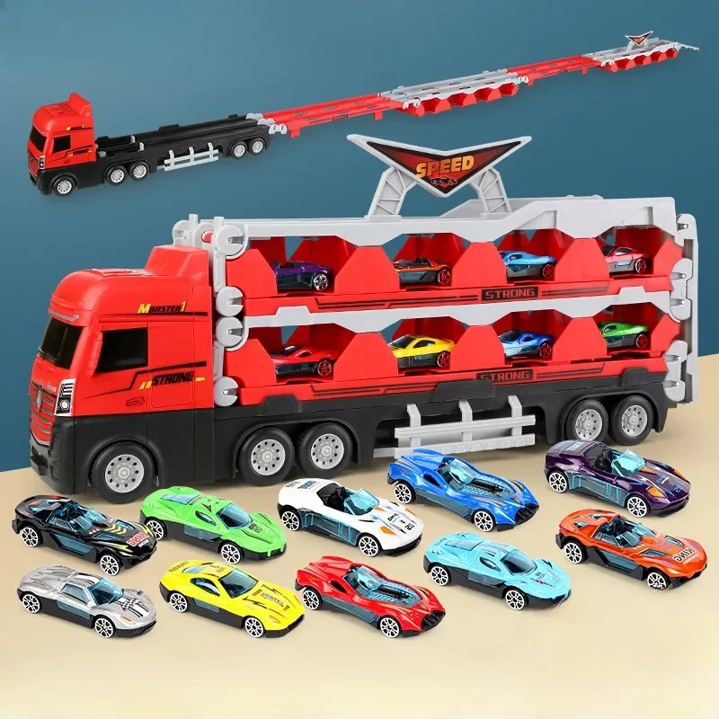 Children's Puzzle Alloy Storage Container Engineering Truck Deformation Large Truck Track Catapult Car Boy Toy