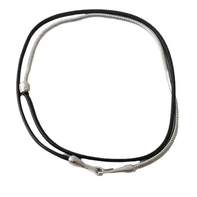  Unique Alloy Leather Rope Snake Bone Chain Necklace For Casual Outing