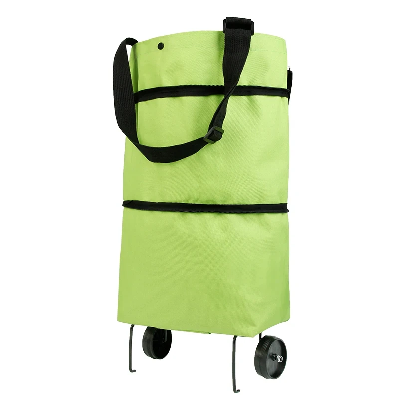 KOKOPEAS Folding Shopping Pull Cart Bag With Wheels Foldable Shopping Bags Reusable Grocery Purse Food Organizer Vegetables Bag