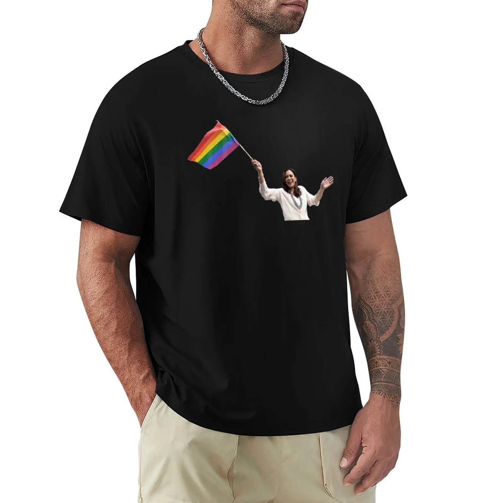 

Kamala Harris Pride Flag T-Shirt sublime summer tops mens shirts graphic tee