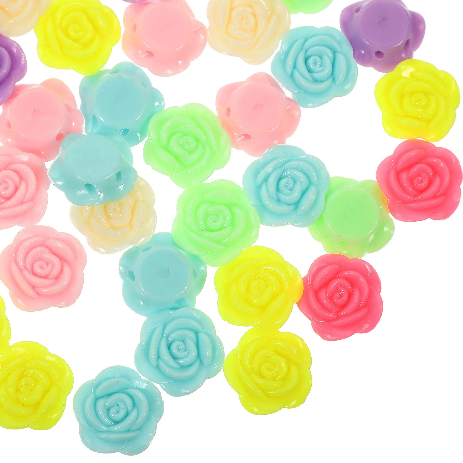 

100 Pcs Resin Rose Beads Jewelry Making Floral Charms Earring for Jewellery Pendants